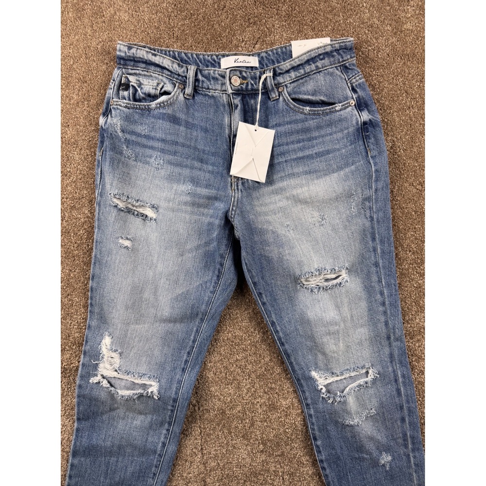 KanCan Relaxed Fit Distressed High Rise Jeans Medium Wash Size 9/28 NEW - Picture 13 of 16